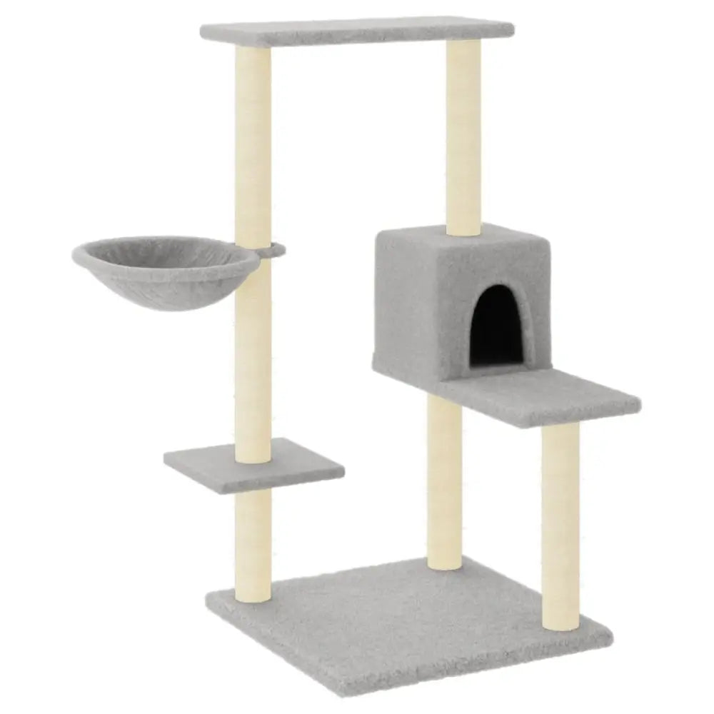 Vidaxl cat tree with sisal scratching posts light grey 95