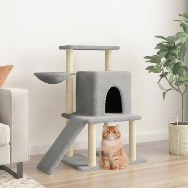 Vidaxl cat tree with sisal scratching posts light grey 96.5