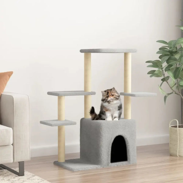 Vidaxl cat tree with sisal scratching posts light grey 97.5