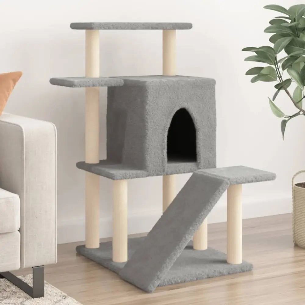 Vidaxl cat tree with sisal scratching posts light grey 97