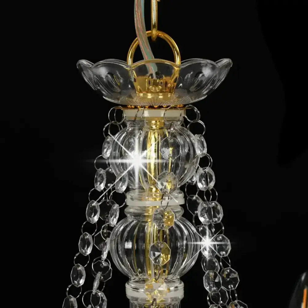 Vidaxl chandelier with beads golden 8 x e14 bulbs Nexellus