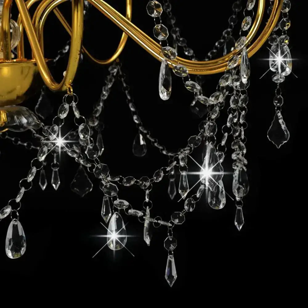 Vidaxl chandelier with beads golden 8 x e14 bulbs Nexellus