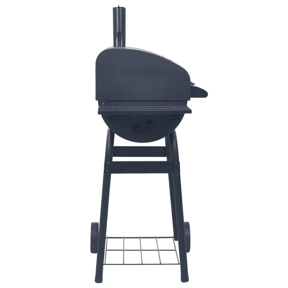 Vidaxl charcoal bbq grill smoker with bottom shelf black