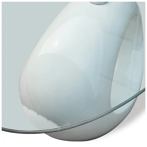 vidaXL Coffee Table with Oval Glass Top High Gloss White Nexellus