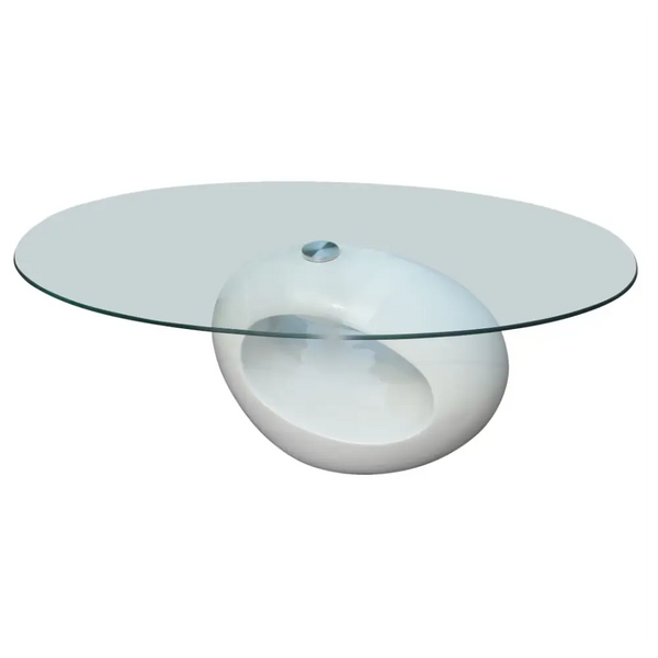 vidaXL Coffee Table with Oval Glass Top High Gloss White Nexellus