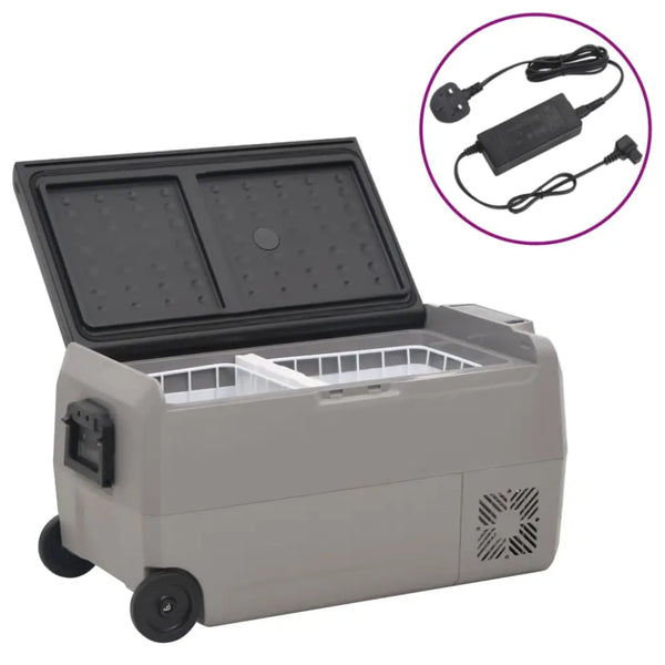 Vidaxl cool box with wheel and adapter black & grey 50 l pp