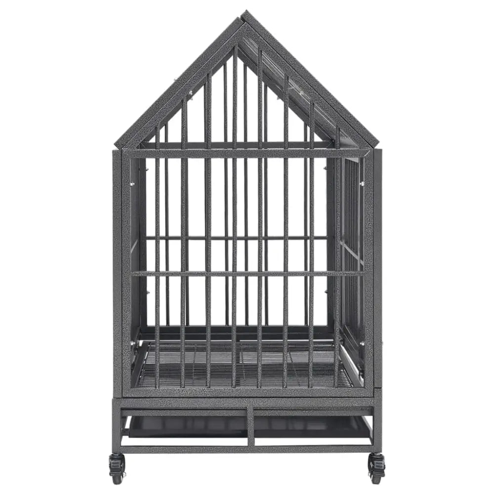 Vidaxl dog cage with wheels and roof steel 92x62x106 cm