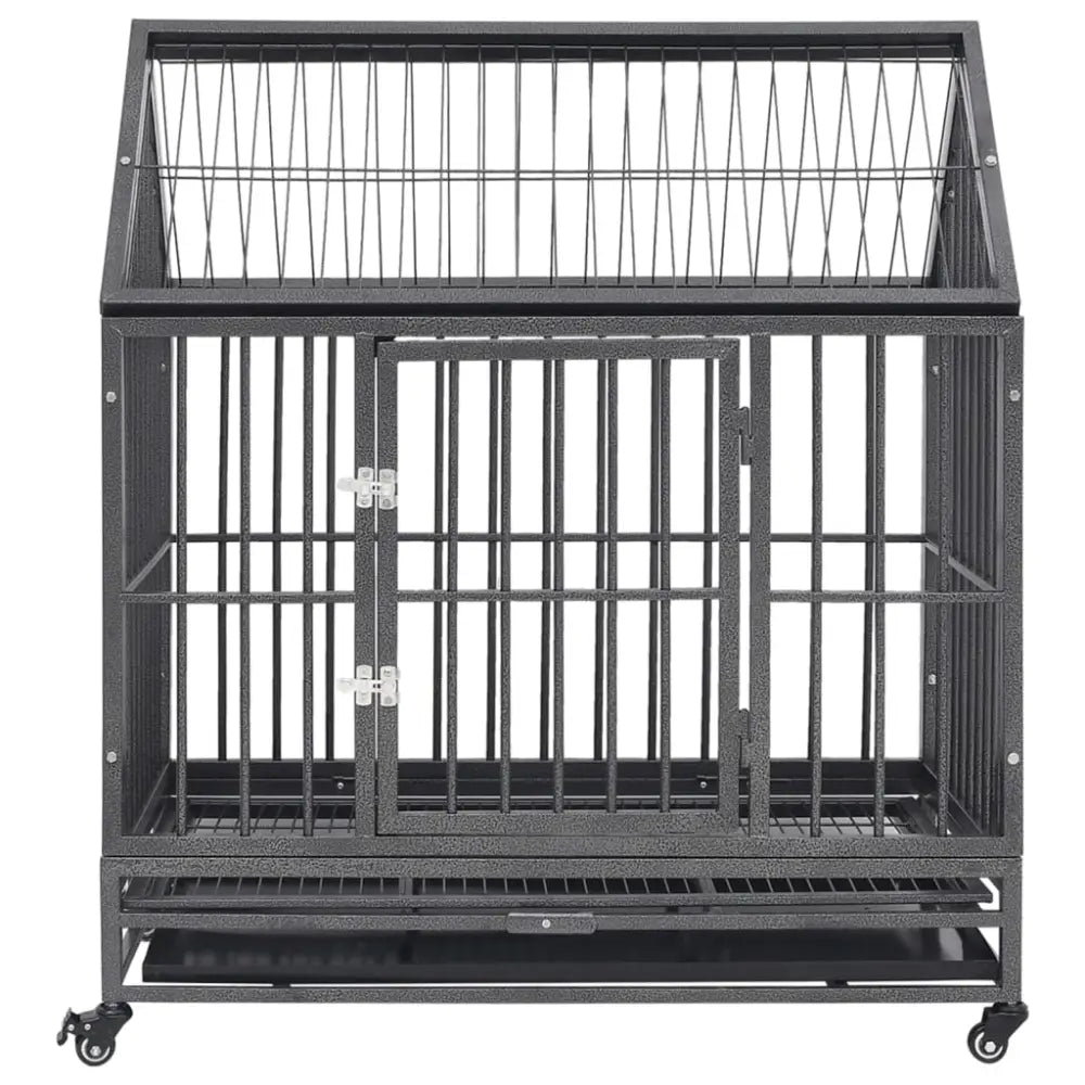 Vidaxl dog cage with wheels and roof steel 92x62x106 cm