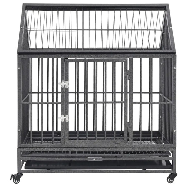 Vidaxl dog cage with wheels and roof steel 92x62x106 cm