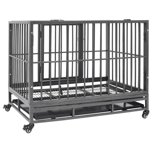 Vidaxl dog cage with wheels steel 102x72x85 cm - Black