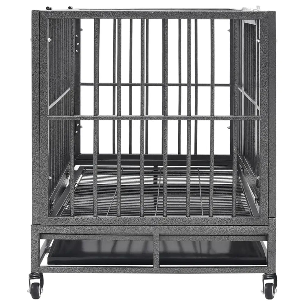 Vidaxl dog cage with wheels steel 102x72x85 cm - Black