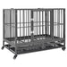 Vidaxl dog cage with wheels steel 92x62x76 cm - Black