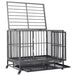 Vidaxl dog cage with wheels steel 92x62x76 cm - Black