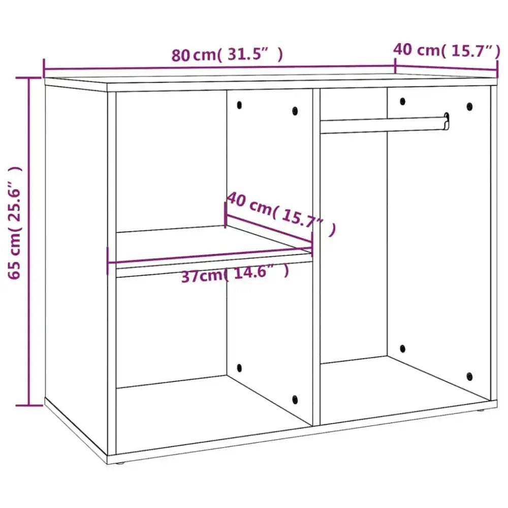 Vidaxl dressing cabinet black 80x40x65 cm engineered wood Nexellus