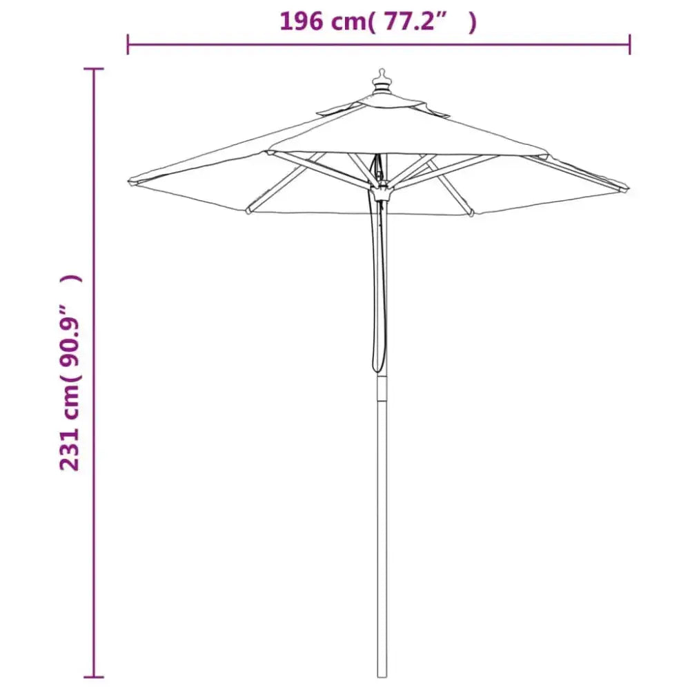 Vidaxl garden parasol with wooden pole anthracite 196x231 cm Nexellus