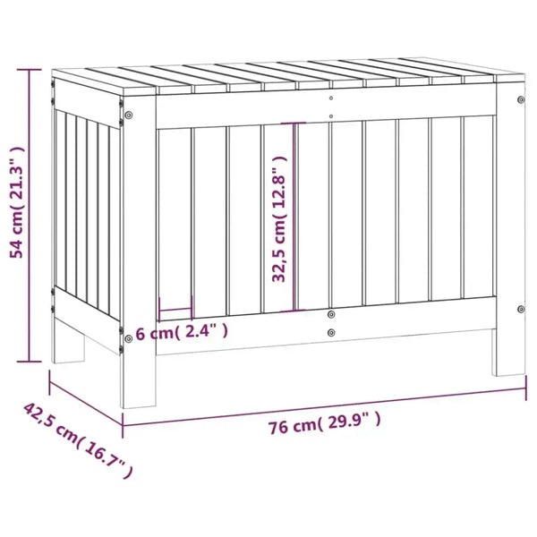 Vidaxl garden storage box white 76x42.5x54 cm solid wood pine Nexellus