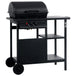 Vidaxl gas bbq grill with 3-layer side table black - Black