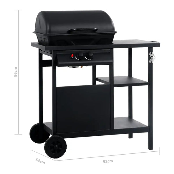 Vidaxl gas bbq grill with 3-layer side table black - Black