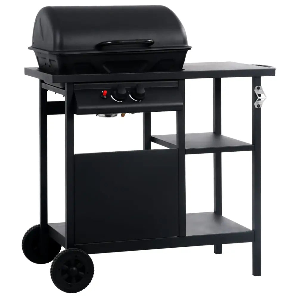 Vidaxl gas bbq grill with 3-layer side table black - Black