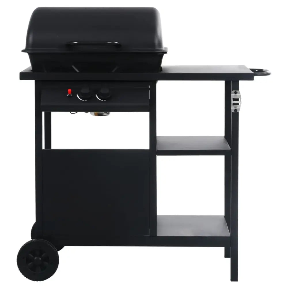 Vidaxl gas bbq grill with 3-layer side table black - Black