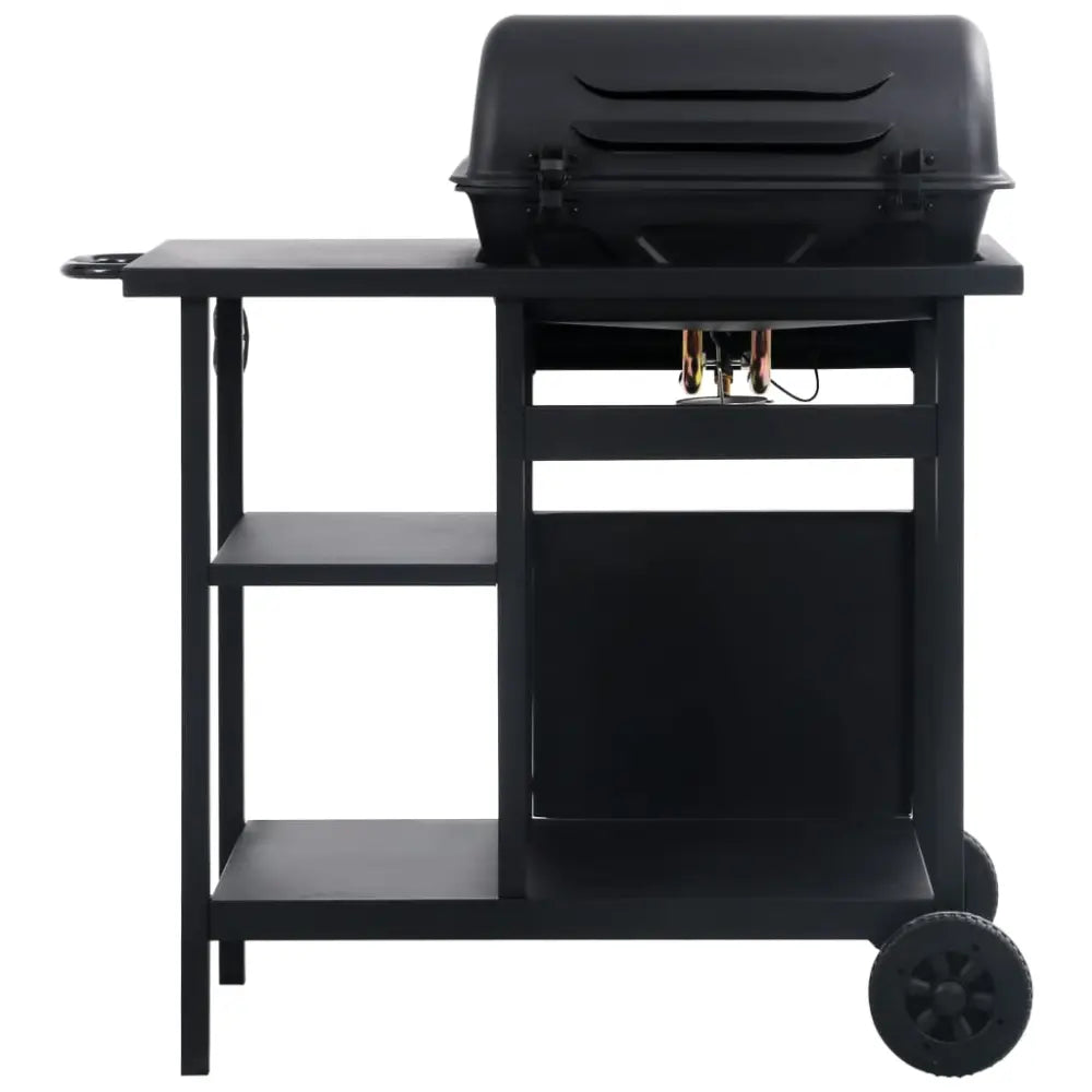 Vidaxl gas bbq grill with 3-layer side table black - Black