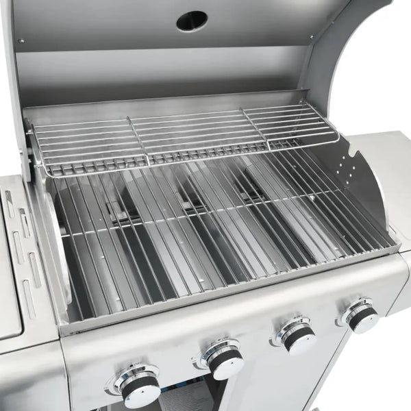 Vidaxl gas bbq grill with 5 burners silver stainless steel