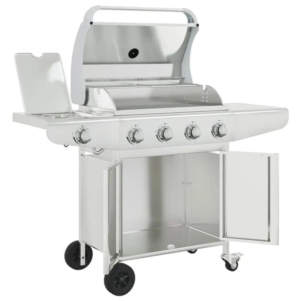 Vidaxl gas bbq grill with 5 burners silver stainless steel