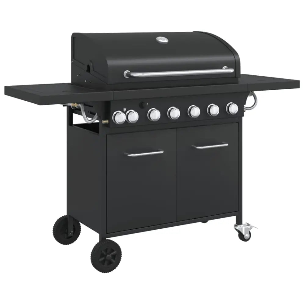 Vidaxl gas bbq grill with 7 burners black powder-coated