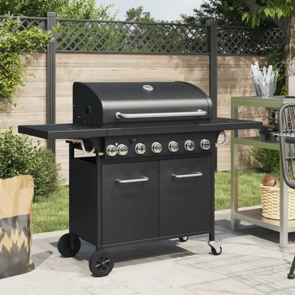 Vidaxl gas bbq grill with 7 burners black powder-coated