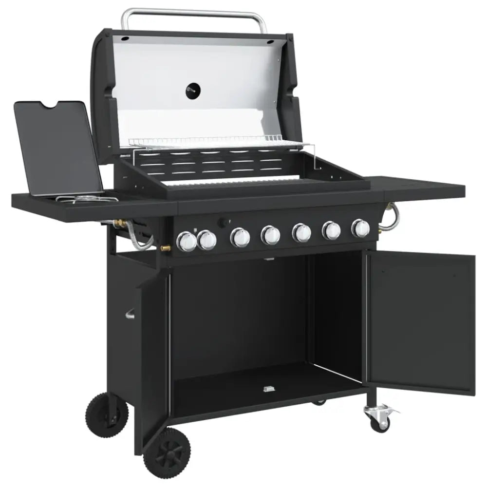 Vidaxl gas bbq grill with 7 burners black powder-coated