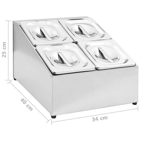 Vidaxl gastronorm container holder with 4 gn 1/6 pan