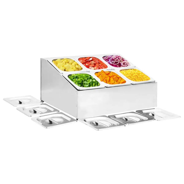 Vidaxl gastronorm container holder with 6 gn 1/6 pan