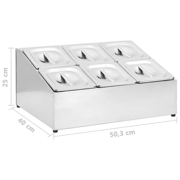 Vidaxl gastronorm container holder with 6 gn 1/6 pan