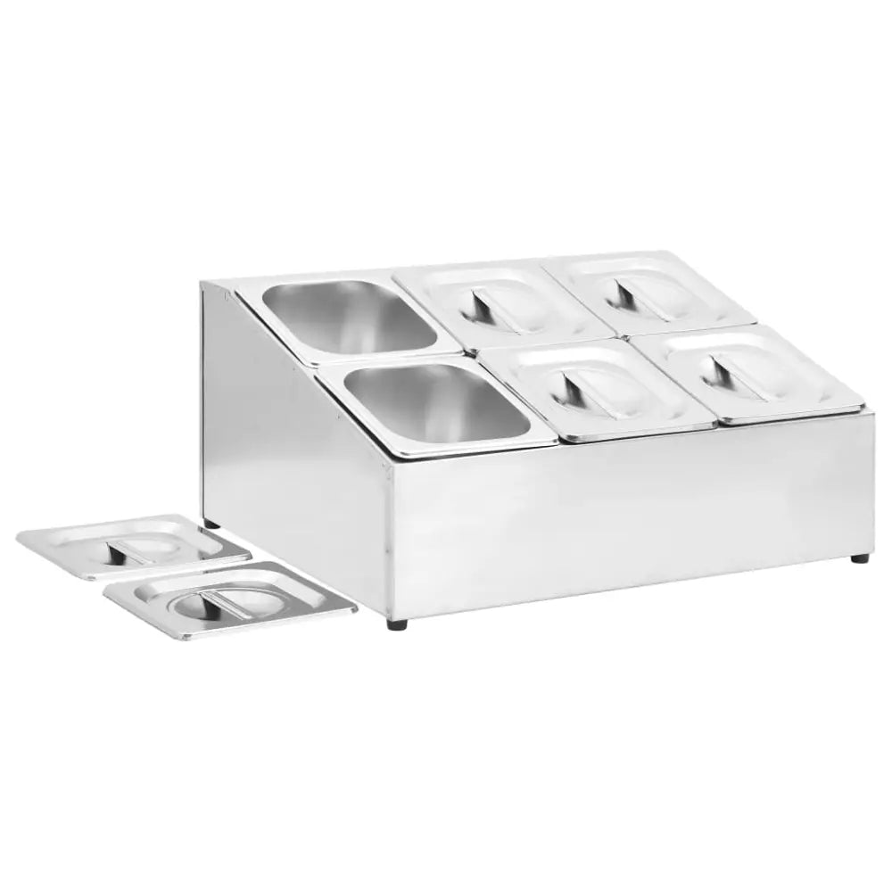 Vidaxl gastronorm container holder with 6 gn 1/6 pan