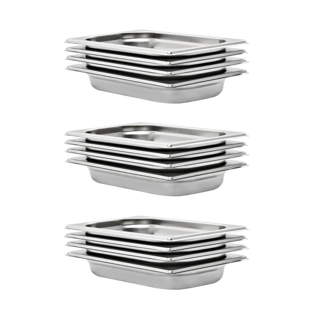 Vidaxl gastronorm containers 12 pcs gn 1/4 40 mm stainless