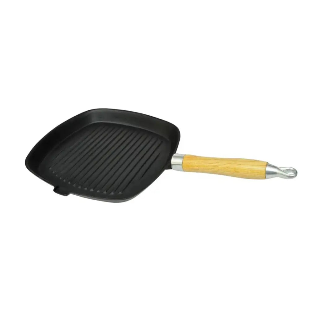 Vidaxl grill pan with wooden handle cast iron 20x20 cm