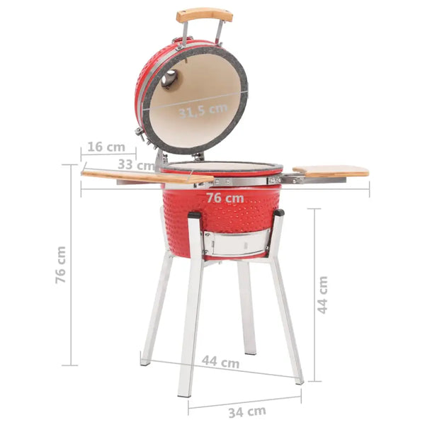 Vidaxl kamado barbecue grill smoker ceramic 76 cm - Red