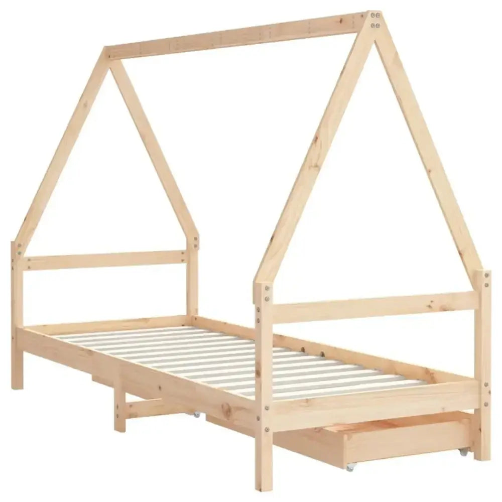 Vidaxl kids bed frame with drawers 80x200 cm solid wood pine Nexellus