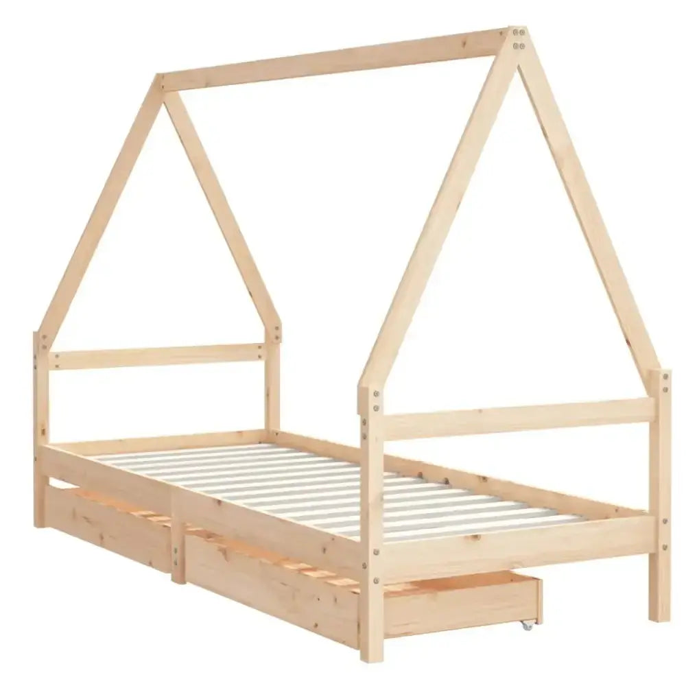 Vidaxl kids bed frame with drawers 80x200 cm solid wood pine Nexellus