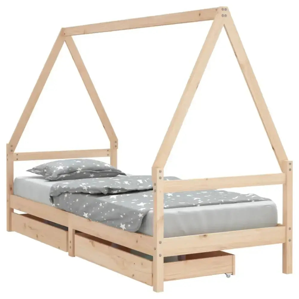 Vidaxl kids bed frame with drawers 80x200 cm solid wood pine Nexellus