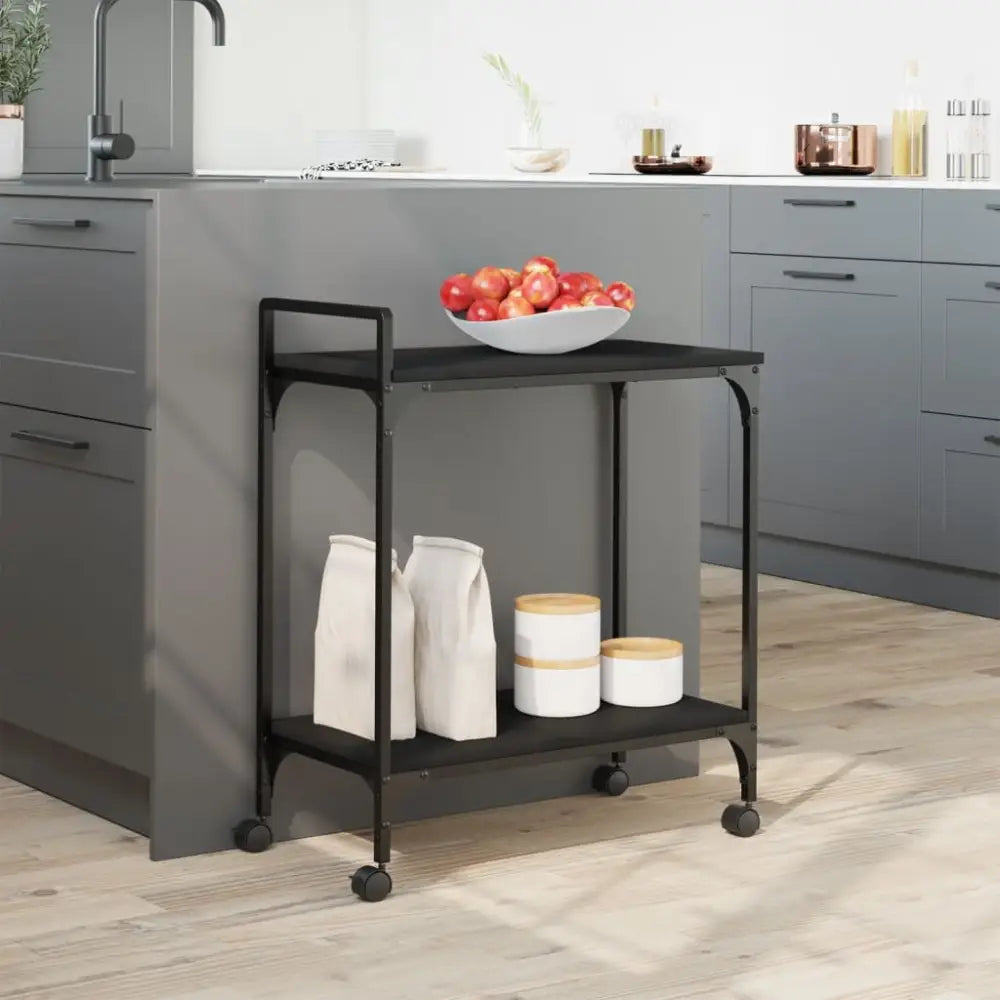 Vidaxl kitchen trolley black 60.5x31x72.5 cm engineered