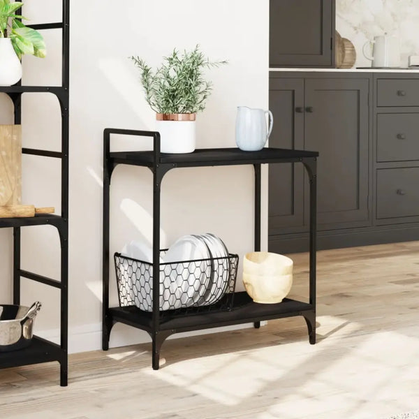 Vidaxl kitchen trolley black 60.5x31x72.5 cm engineered