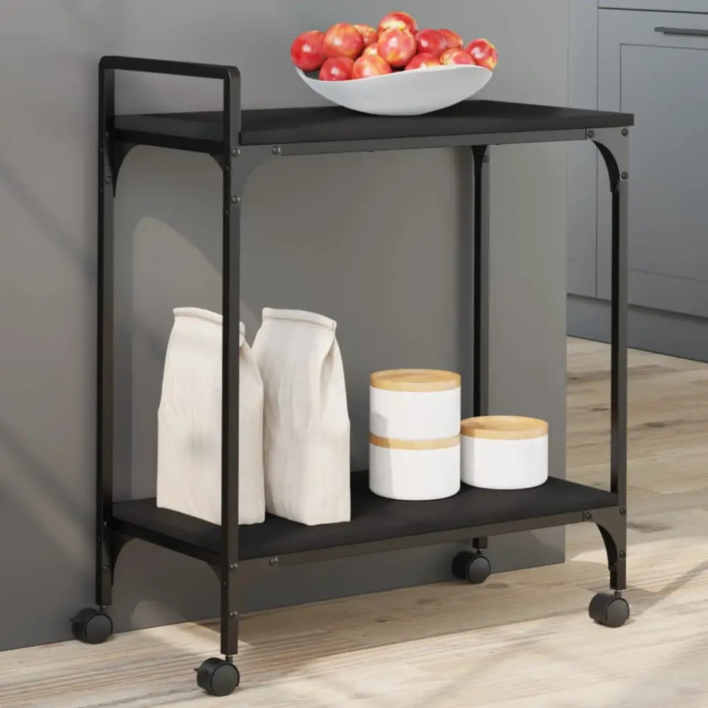 Vidaxl kitchen trolley black 60.5x31x72.5 cm engineered