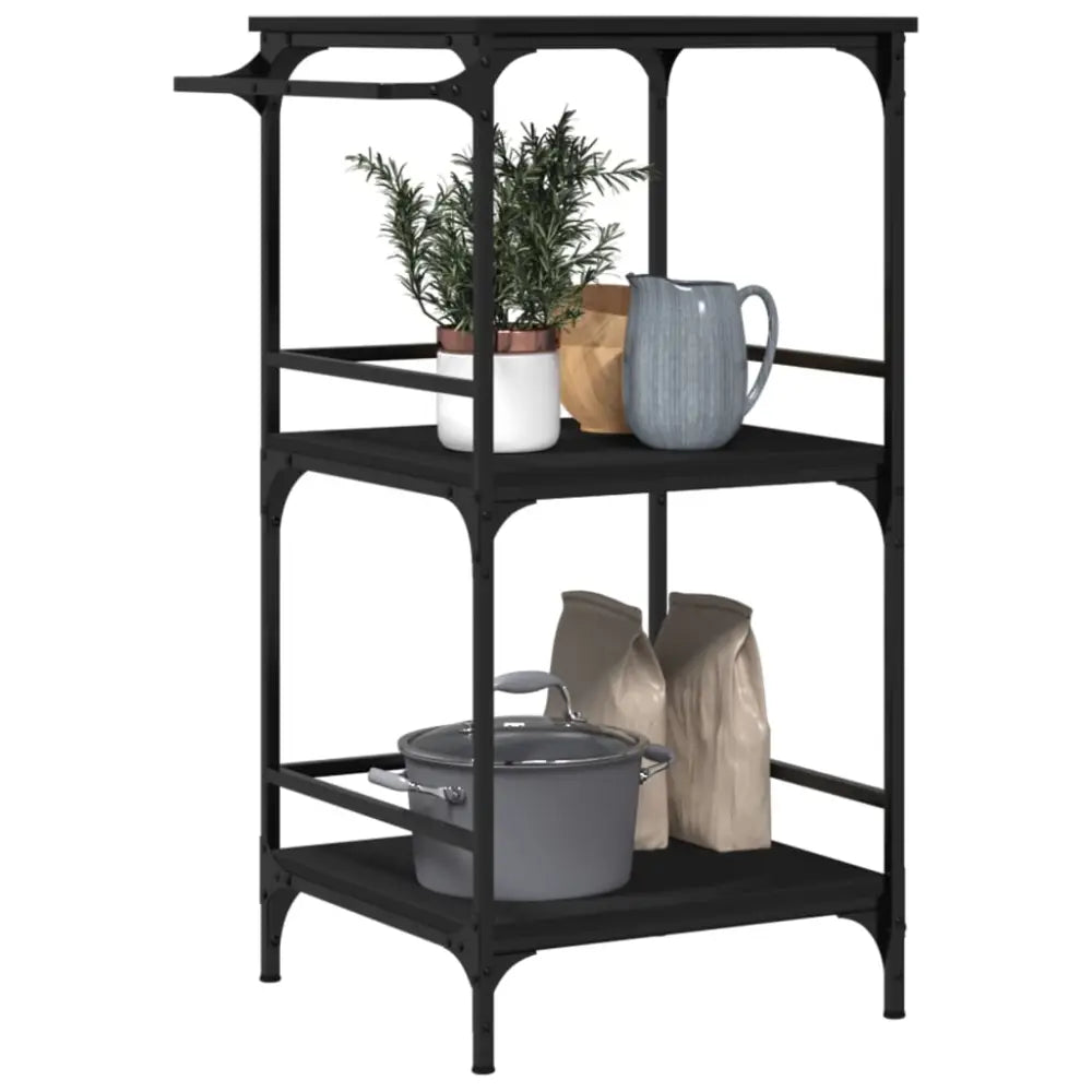 Vidaxl kitchen trolley black 60.5x50x105 cm engineered wood