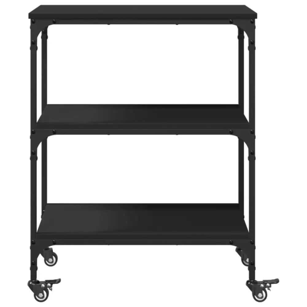 Vidaxl kitchen trolley black 60x41x76 cm engineered wood