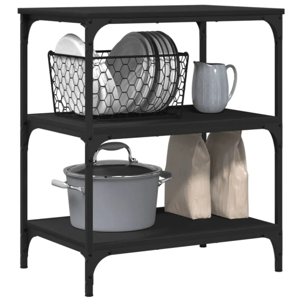 Vidaxl kitchen trolley black 60x41x76 cm engineered wood