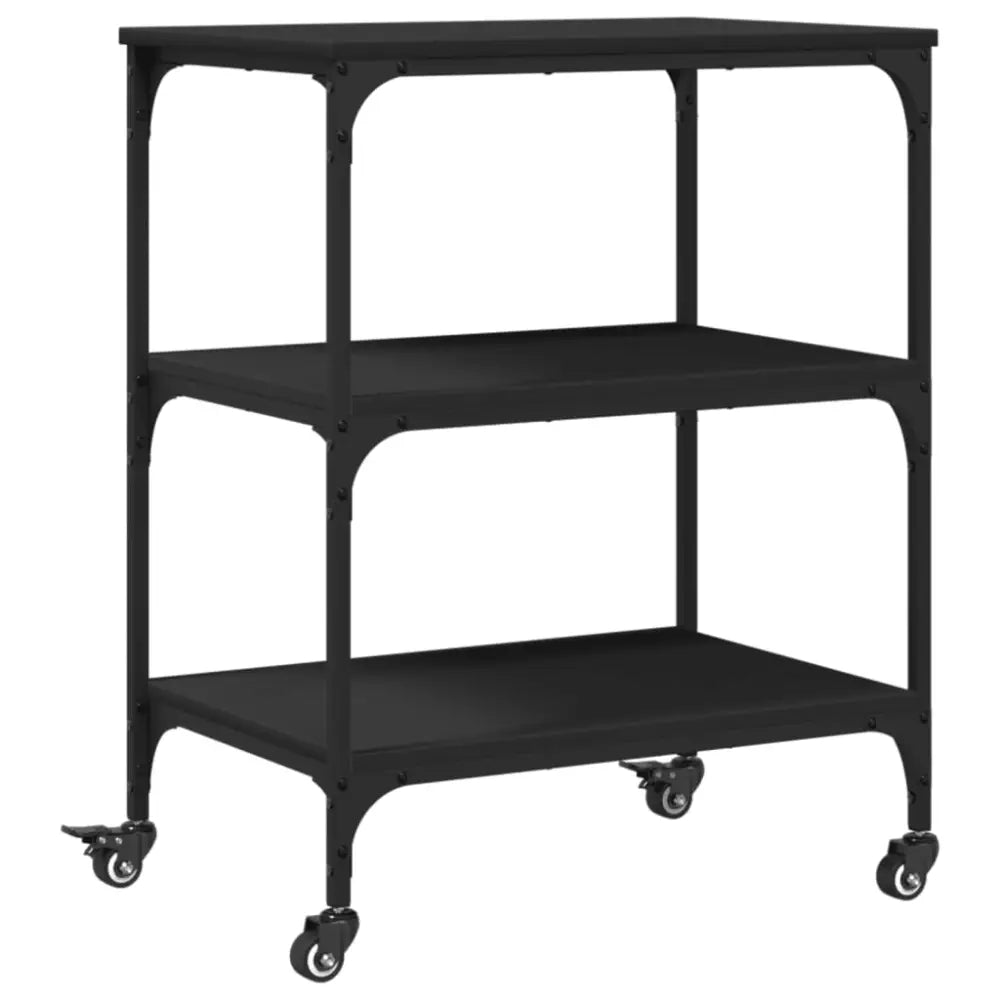 Vidaxl kitchen trolley black 60x41x76 cm engineered wood