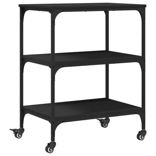 Vidaxl kitchen trolley black 60x41x76 cm engineered wood