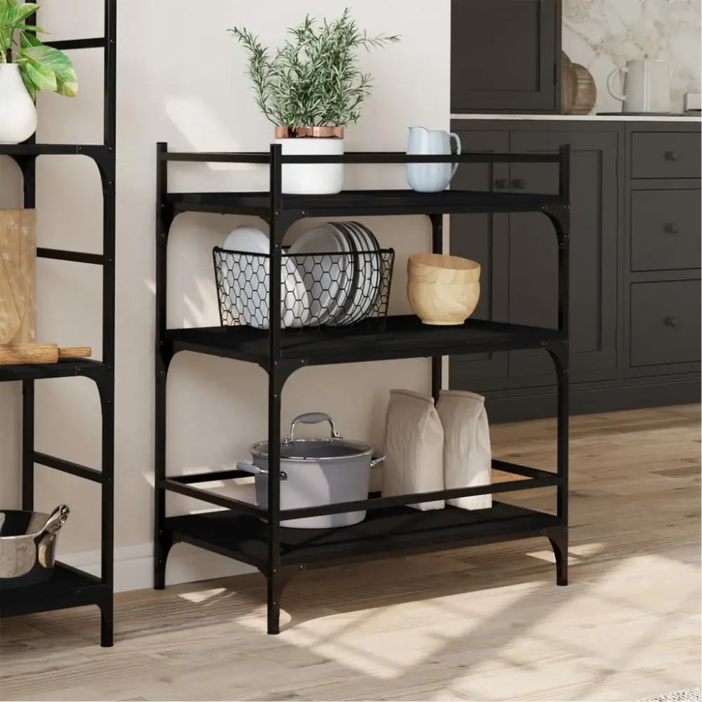 Vidaxl kitchen trolley black 65x40x86.5 cm engineered wood