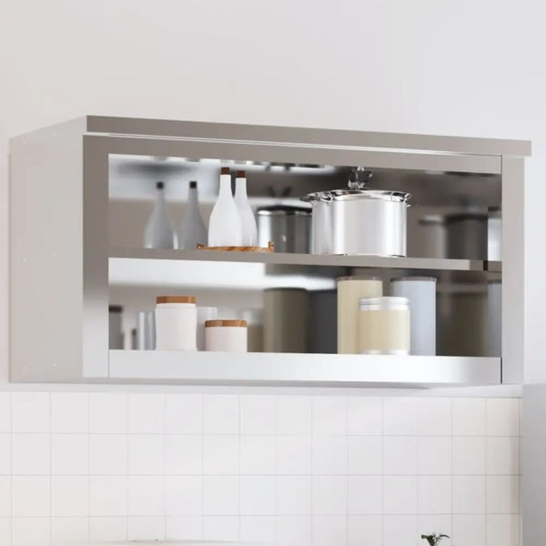 Vidaxl kitchen wall cabinet with shelf stainless steel